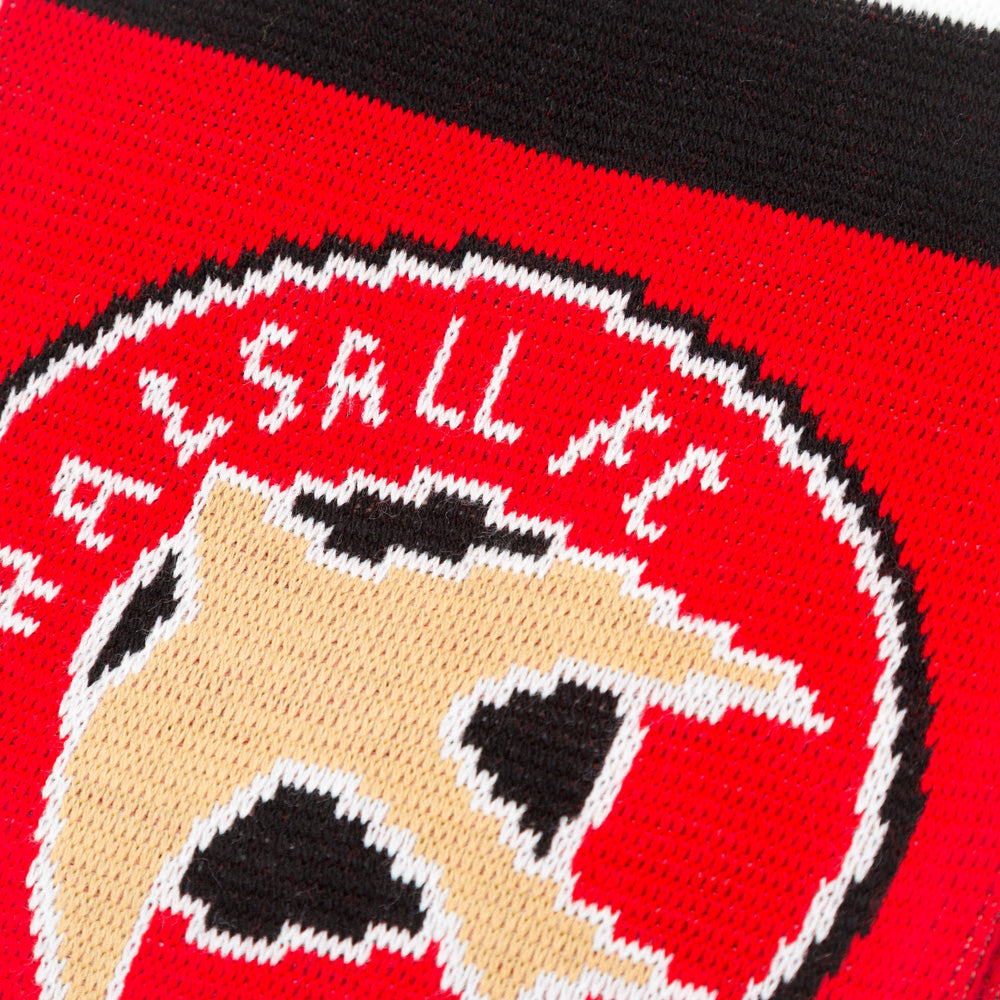 Walsall FC Scarf Red with Black/White Stripe